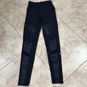 Alo Black High-Waisted Moto Leggings